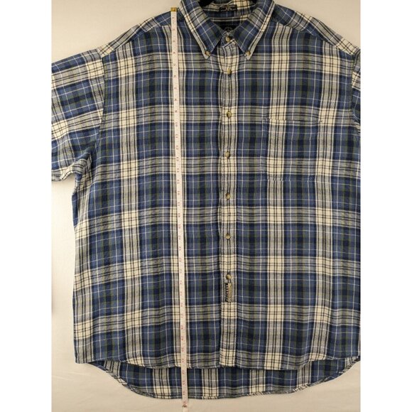 Dockers Long Sleeve Cotton Flannel Blue Plaid Shirt XXL Button Down Heavyweight - Picture 3 of 8